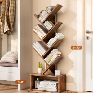 6 tier tree bookshelf with smart led lights — narrow floor bookcase, tall steel & wood storage shelf with cabinet for living room/bedroom/office, black