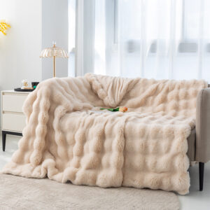 premium shaggy faux fur weighted blanket with ceramic beads 15 lbs ultra soft heavy throw for adults, twin/full size (48"x72")