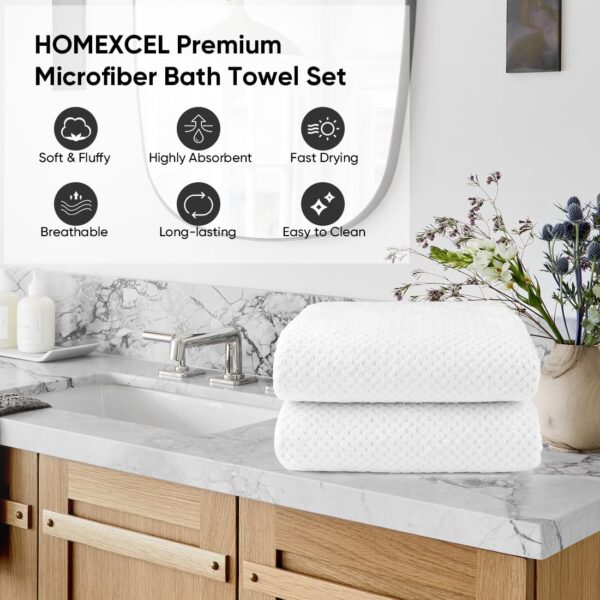 towels 6 pack, medium bath towels 24x48 inches, 500 gsm ring spun cotton, lightweight & quick dry, highly absorbent towels for bathroom, spa, gym, hotel – white
