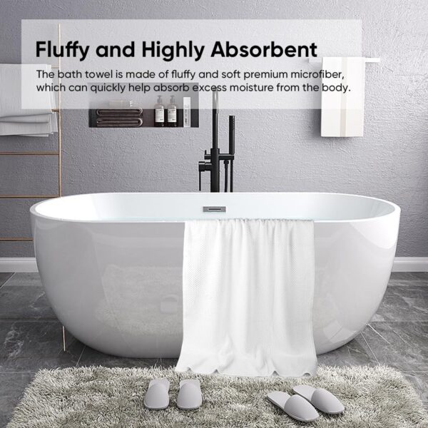 towels 6 pack, medium bath towels 24x48 inches, 500 gsm ring spun cotton, lightweight & quick dry, highly absorbent towels for bathroom, spa, gym, hotel – white