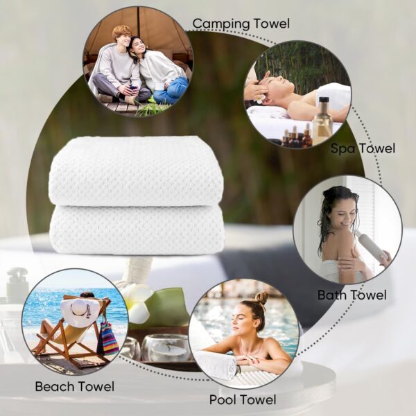 towels 6 pack, medium bath towels 24x48 inches, 500 gsm ring spun cotton, lightweight & quick dry, highly absorbent towels for bathroom, spa, gym, hotel – white