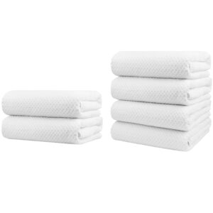 towels 6 pack, medium bath towels 24x48 inches, 500 gsm ring spun cotton, lightweight & quick dry, highly absorbent towels for bathroom, spa, gym, hotel – white