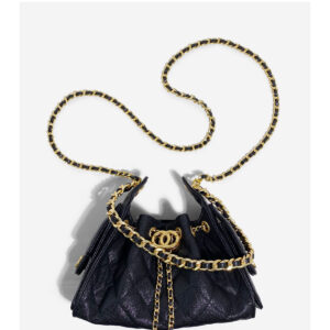 chanel genuine leather small fragrance style 25bag black gold cowhide drawstring hobo armpit bag single shoulder diamond grid chain bag