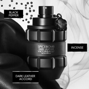 viktor&rolf spicebomb dark leather eau de parfum woody & spicy cologne for men with notes of leather, incense & musk 3 fl oz