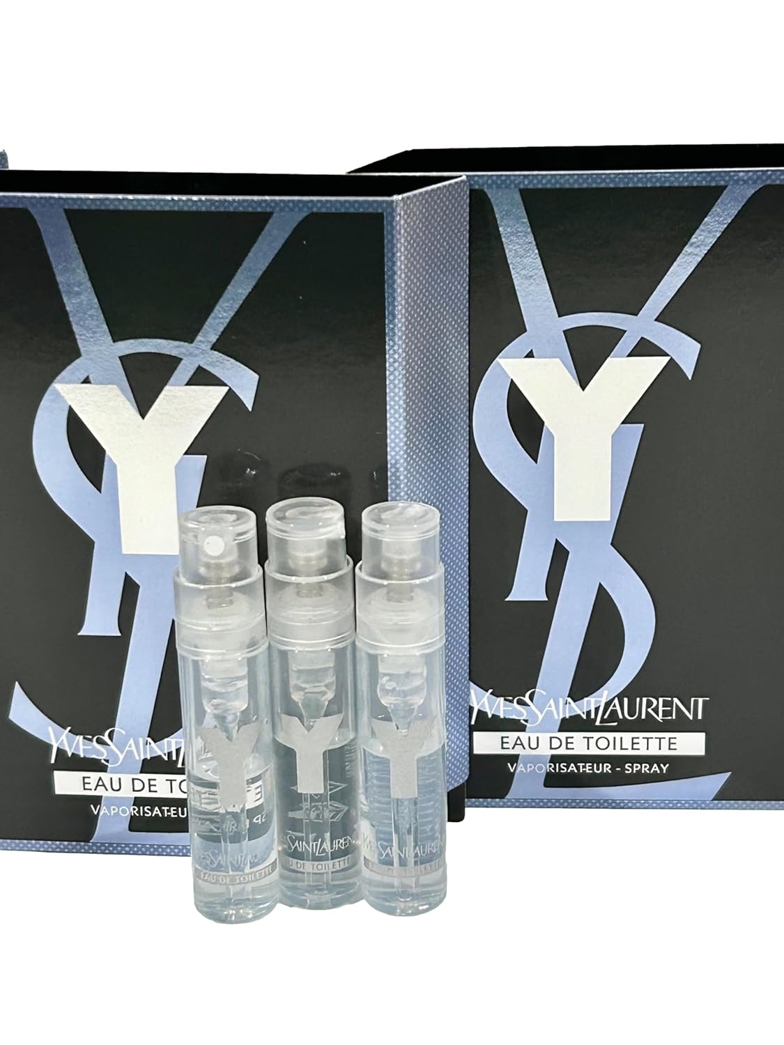 yves saint laurent ysl y men sample perfume edt spray trial size partially filled vials 1.2 ml / 0.04 fl oz (set of 3)