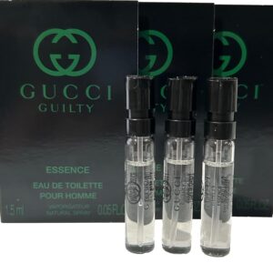 gucci guilty essence sample perfume men edt spray pour homme mini small travel size 1.5 ml / 0.05 (0693) set of 3