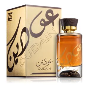 lattafa oudain eau de parfum spray for unisex, 3.4 ounce