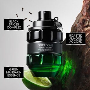 viktor&rolf spicebomb nightvision eau de toilette spring gift set woody & spicy cologne for men with notes of citrus & tobacco full size, 3 fl oz & travel size, 0.68 fl oz