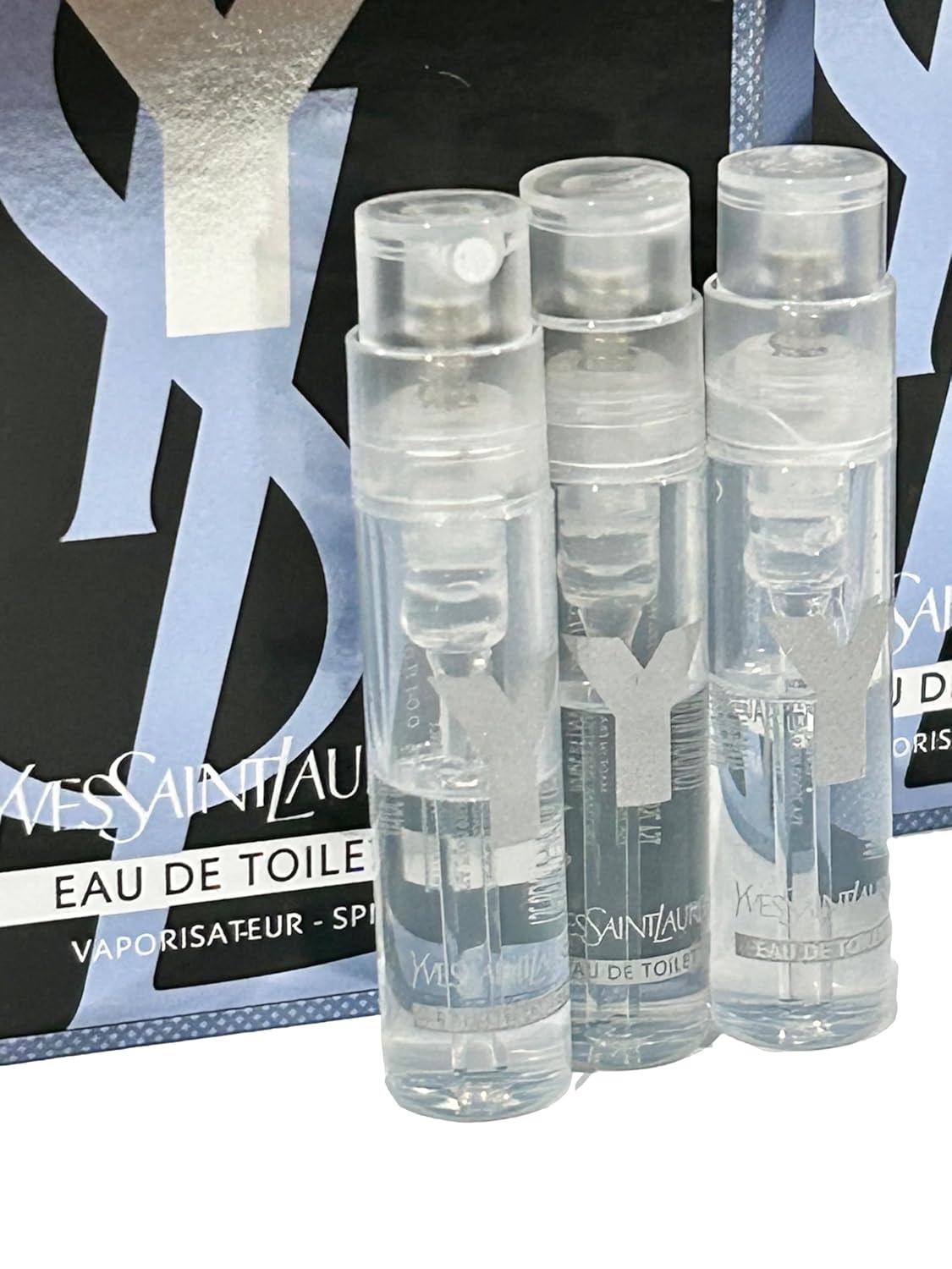 yves saint laurent ysl y men sample perfume edt spray trial size partially filled vials 1.2 ml / 0.04 fl oz (set of 3)