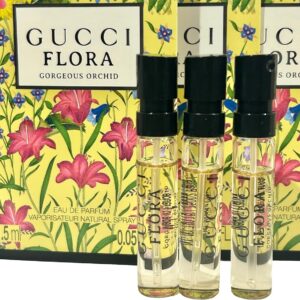 gucci flora gorgeous orchid sample perfume women edp spray 1.5 ml / 0.05 oz set of 3