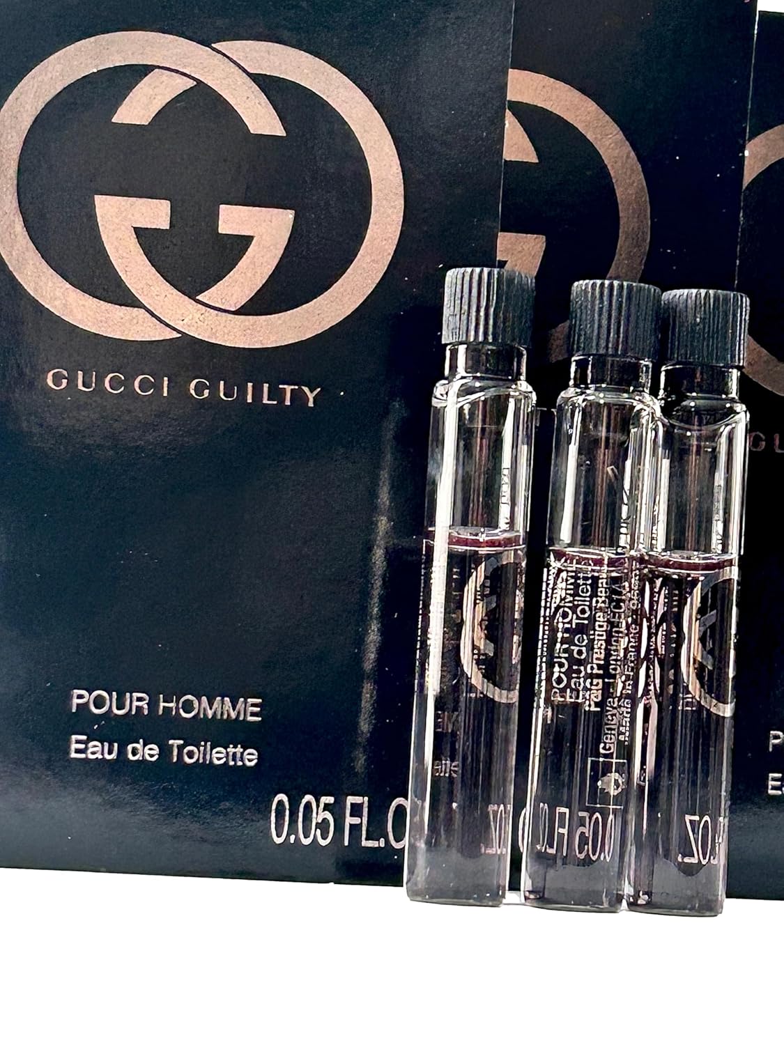 gucci guilty men edt (splash not spray) sample perfume pour homme mini small travel size 1.5 ml / 0.05 (7877) set of 3